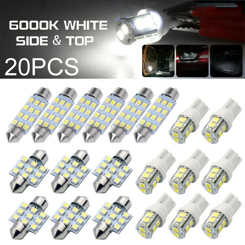 

20pcs Automobile LED Combination Set T10+31mm+42mm Width Indicator Double Pointed Reading Lamp Indoor Lamp Led Lights for Car