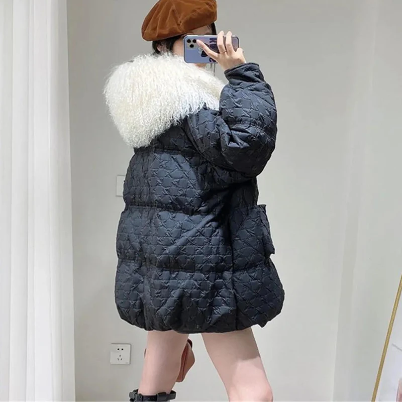 Parka en coton résistant au froid pour femmes, grand col en fourrure, veste en duvet, optique coréenne, pardessus décontracté, hiver, nouveau, 2024