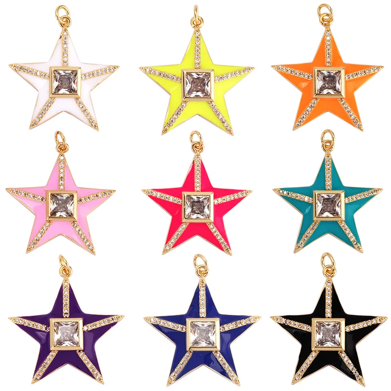 Star Fish Five Star Charm Neon Pink Orange Turquoise Blue Pendant Oil Dropped,Gold Plated Colour,Necklace Bracelet Pendant M96