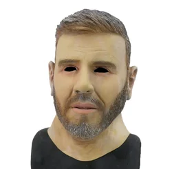 Famous  Star Costume Latex Young Man Head Mask Adult Size Fancy Dress