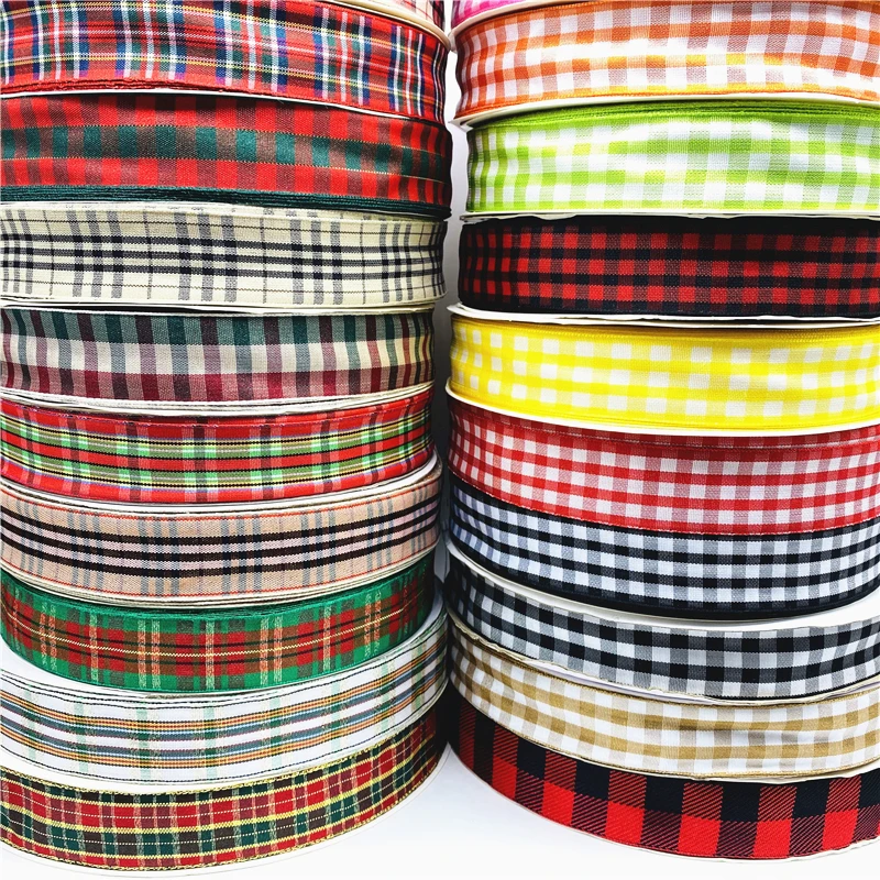 5yards/Lot 10mm 25mm Plaid Ribbon Christmas Decor Ribbon For Handmade Design Christmas Decoration DIY Gift Wrapping