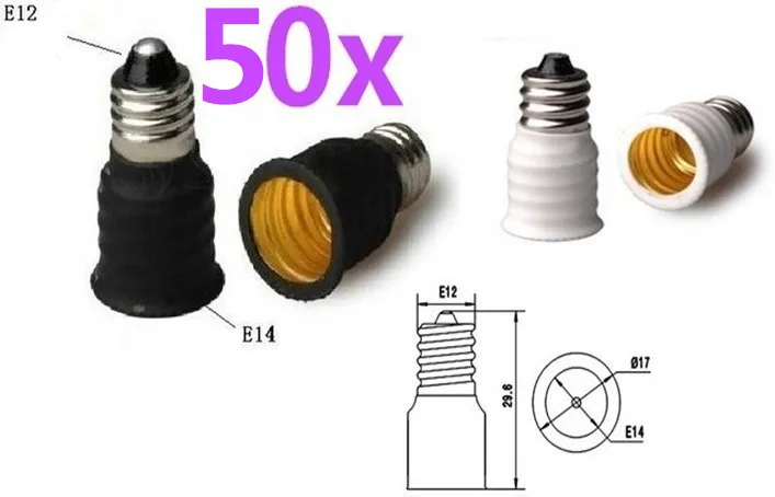 50pcs antiflaming E12 to E14 LED socket adapter E12-E14 Bulb Base Light Lamp Holder screw socket adapter converter extender