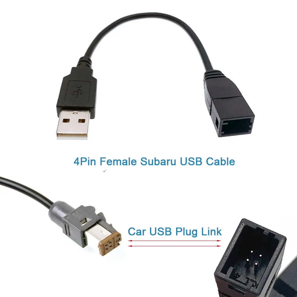 Car Aux Input Usb Media Data Wire for Suzuki Custom 4PIN Plug Adapter to Standard USB interface Line Extension Lead for Subar