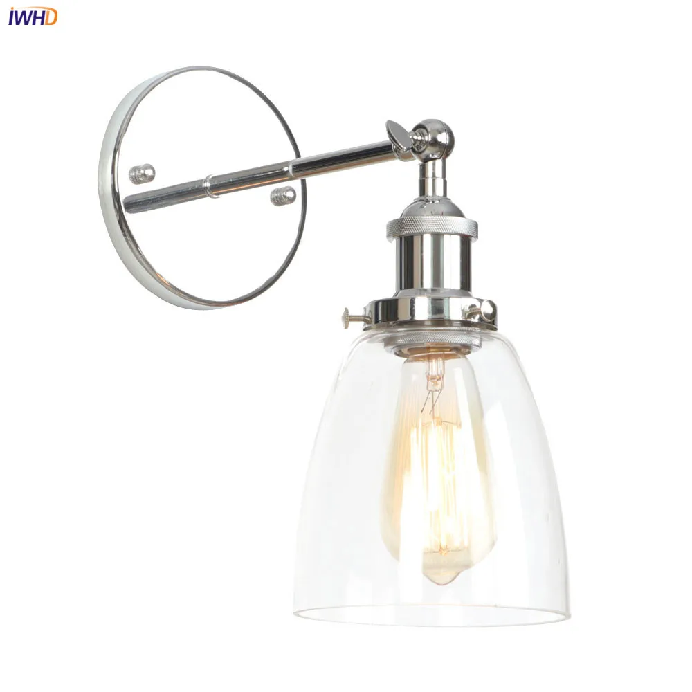 iwhd loft industrial conduziu a luz da parede luminarias quarto espelho da escada de vidro prata metal antigo lampada parede do vintage lampara pared led 01