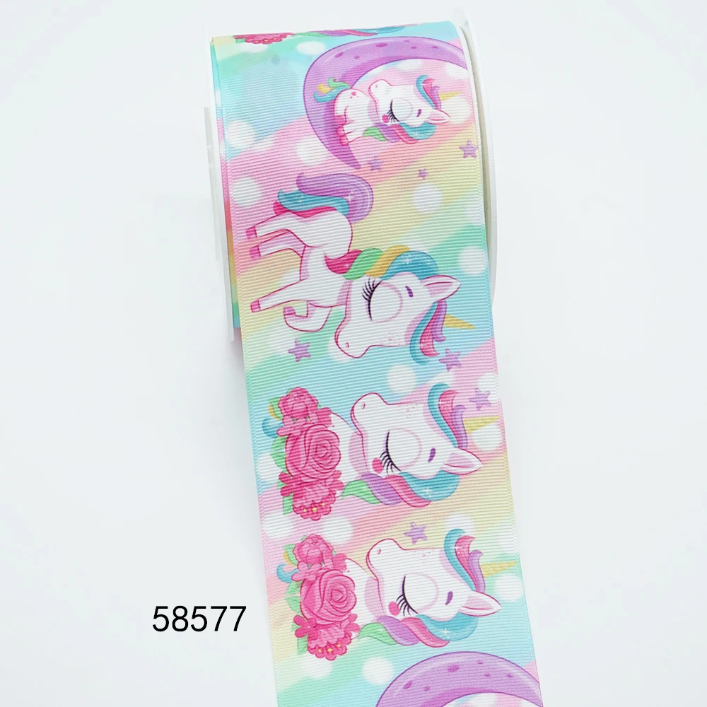 Nastro in Grosgrain stampato unicorno cartone animato fai da te per forniture artigianali accessori per cucire 5 yarde, resine planari 10 pezzi.