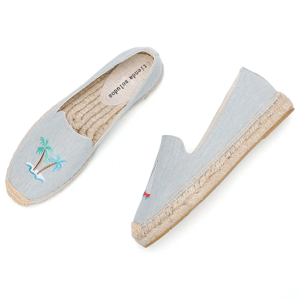 2021 Zapatillas Mujer New Flat Platform Hemp Rubber Slip-on Casual Spring/autumn Hand-painted Sapatos Womens Espadrilles Shoes