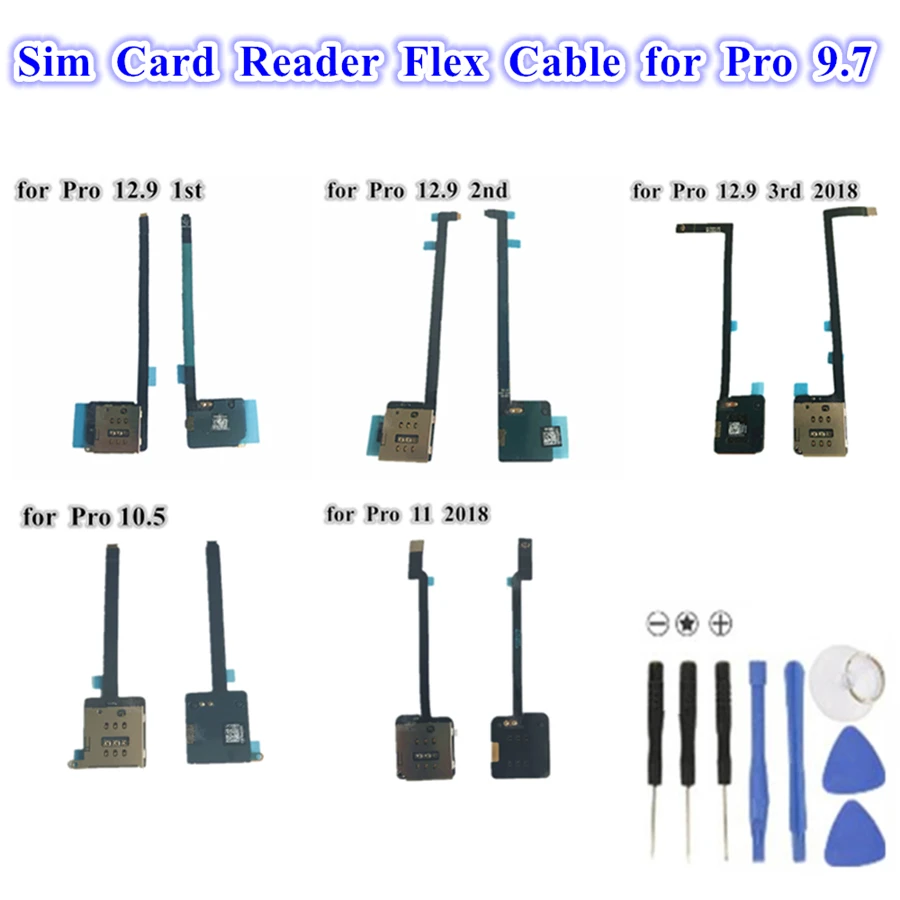 1Pcs Sim Card Reader Slot Tray Holder Connector Flex Cable Compatible for Ipad Pro 9.7 10.5 11 12.9 Inch 2015 2018 Air 3 2019