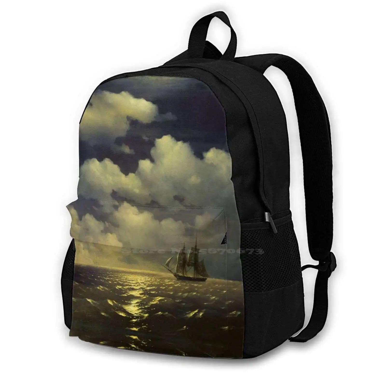 Sailing On The Moonlit Sea By Ivan Aivazovsky Hot Sale Schoolbag Backpack Fashion Bags Ivan Aivazovsky Ocean Seascape Marine