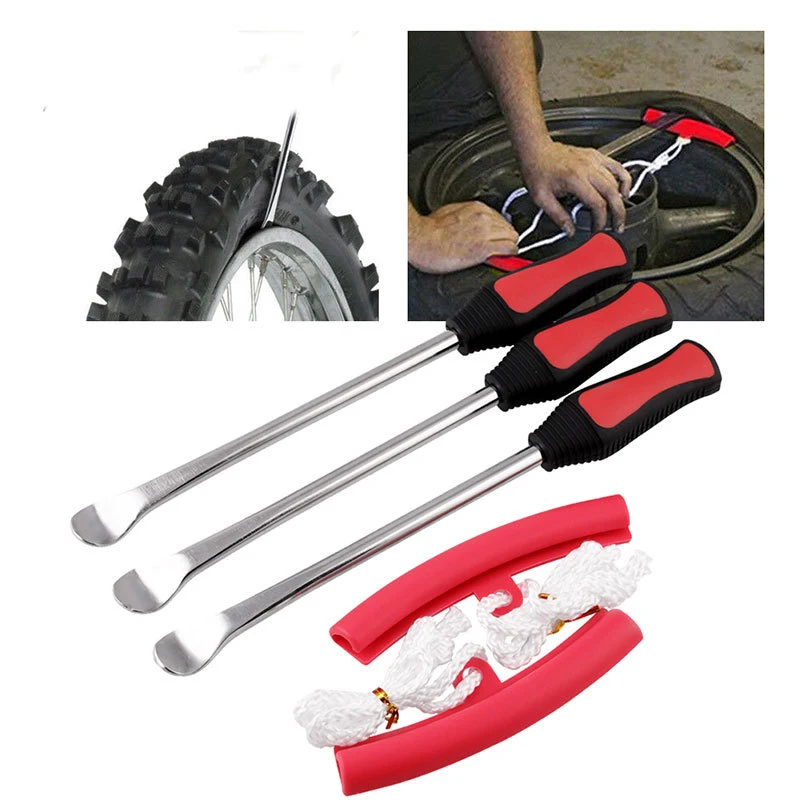 

JQSKUNP Tire Spoon Lever Iron Tool Kits Motorcycle Bike Professional Tire Change Kit With Durable Bag 3 PCS Tire Spoons