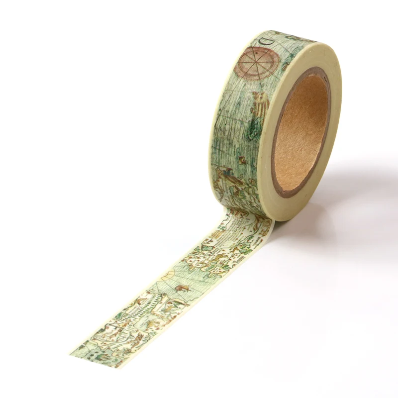 15MM*10M Vintage nautical map Masking Washi Tape Decorative Adhesive Tape Decora Diy Scrapbooking Sticker Label