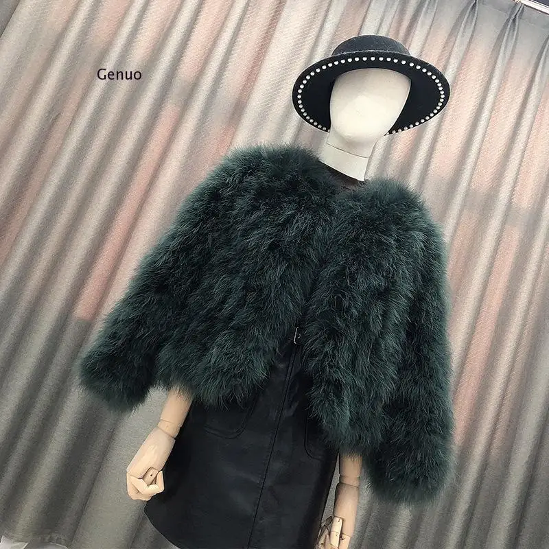 Fluffy Faux Fur Coat Autumn Winter Korean Style Imitation Ostrich Fur Coat High Street Wear Women Winter Outwear