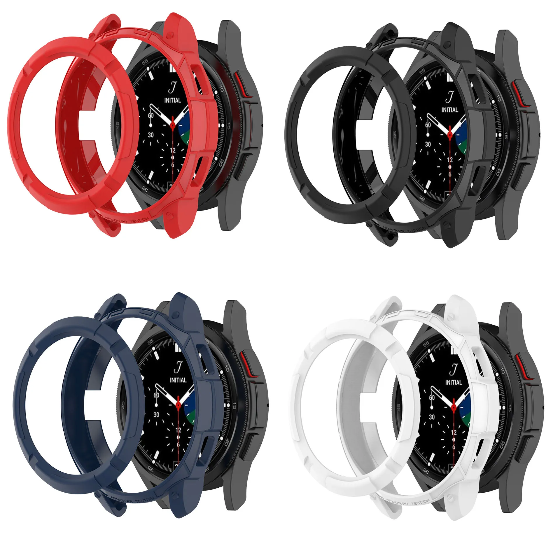 Protective TPU Rubber Hybrid Watch Cover For Samsung Galaxy Watch 4 Classic 42mm 46mm Case Shockproof Shell Bumper