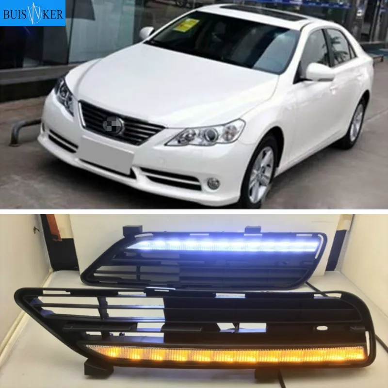 

1Pair DRL For Toyota MARK X REIZ 2010-2013 LED DRL Daytime Running Light With Turn Signal Fog Lamp