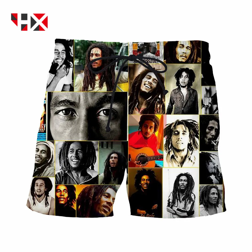 2021  Summer New Style Trend Rock Reggae BOB Marley Face Smile 3D Print Unisex Shorts Harajuku Style Shorts HX214