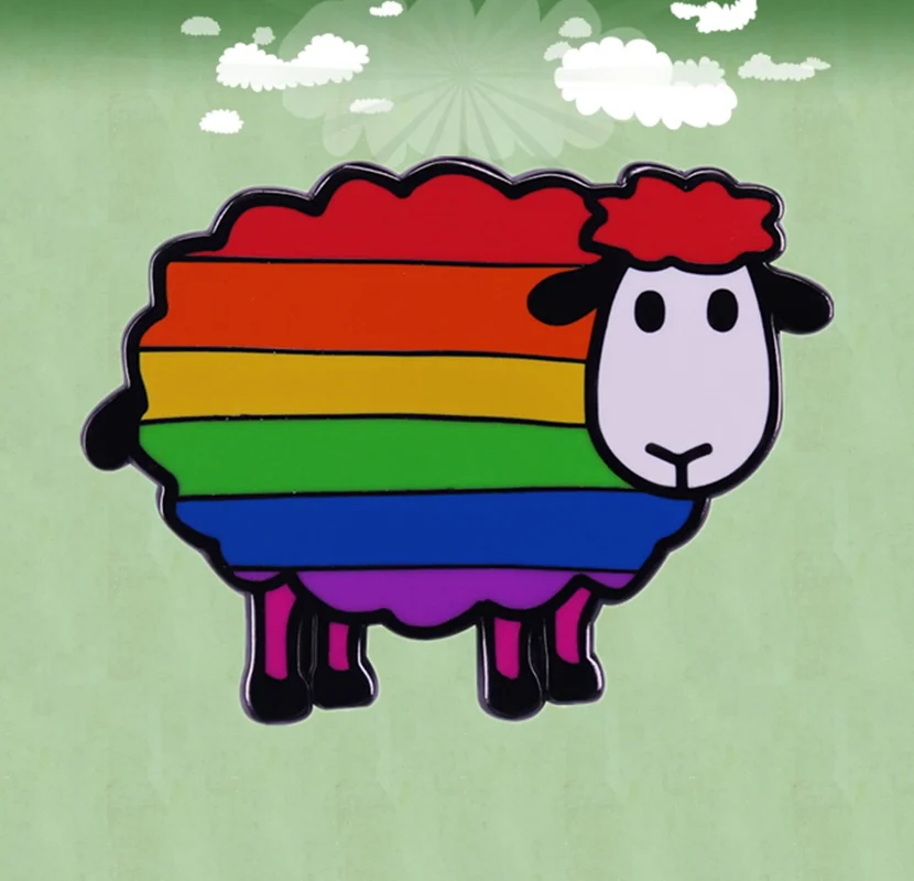 Rainbow Sheep Gay Lesbian LGBT Pride Cute queer enamel pin Animal brooch
