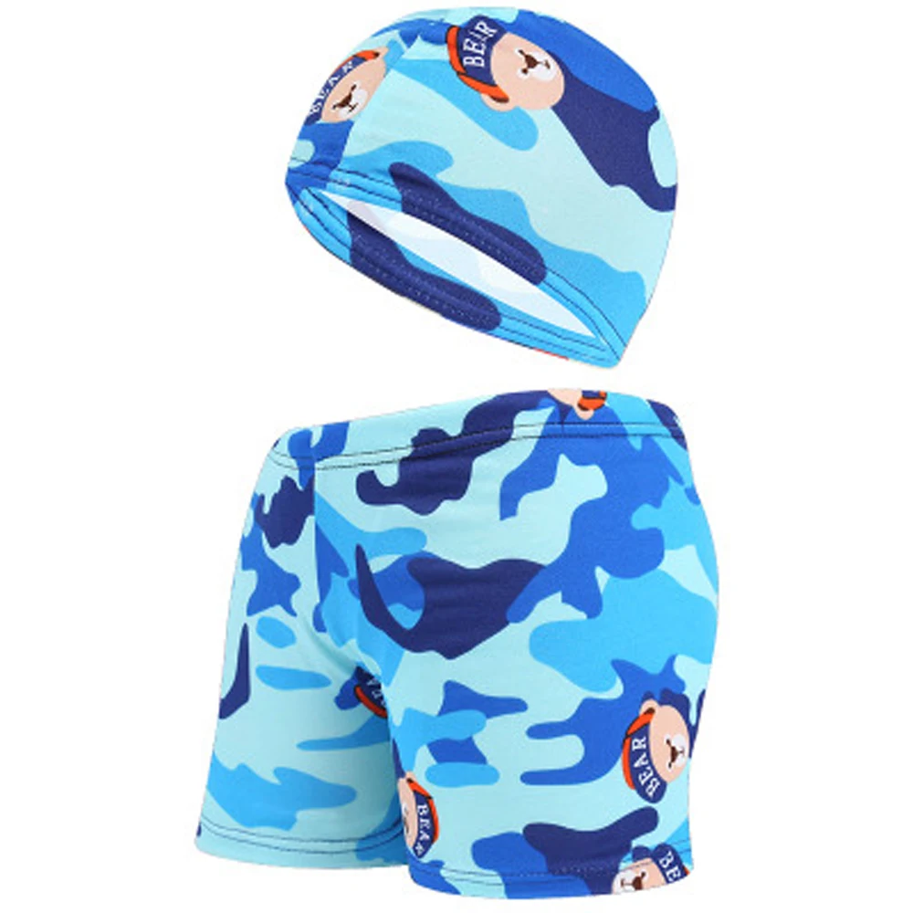 Boy Swimwear Pants ages 0 to 12 Baby Boy Kid Child Swimsuit With Cap Summer Swim Shorts Cartoon Printed Girls Swimming Trunks