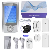 Stimulateur électrique de Massage musculaire Ems, 16 modes, électrostimulateur numérique, Relaxation, soulagement de la douleur corporelle, électrodes 2