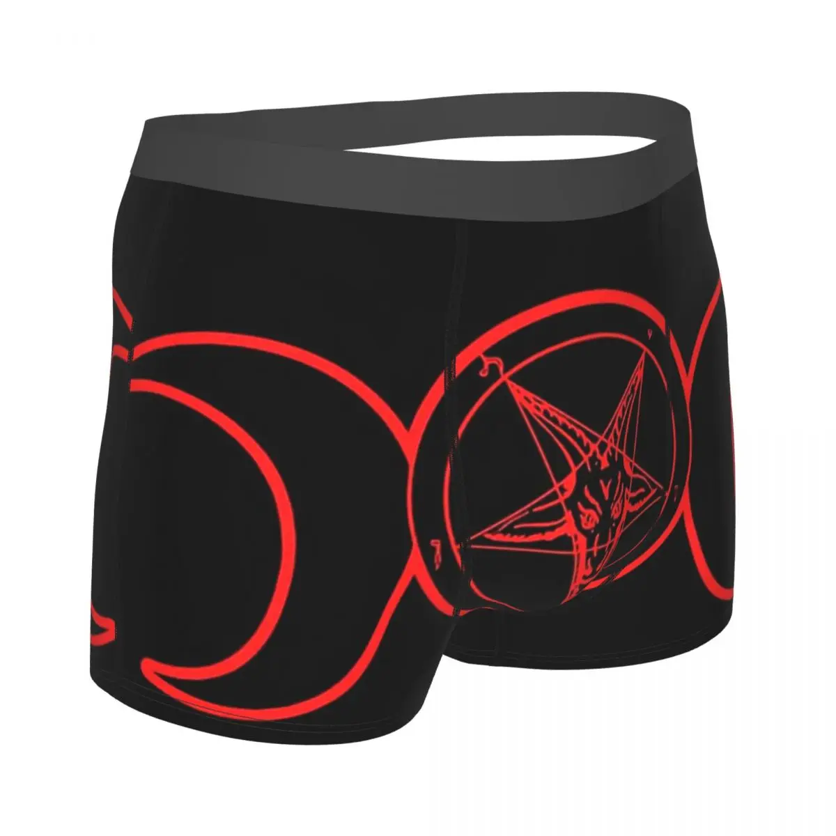 Baphomet-Culotte triple lune celtique Wiccan satanique Pprédéterminée, sous-vêtement masculin ventilé, caleçon de l\'église de Satan Vibasine