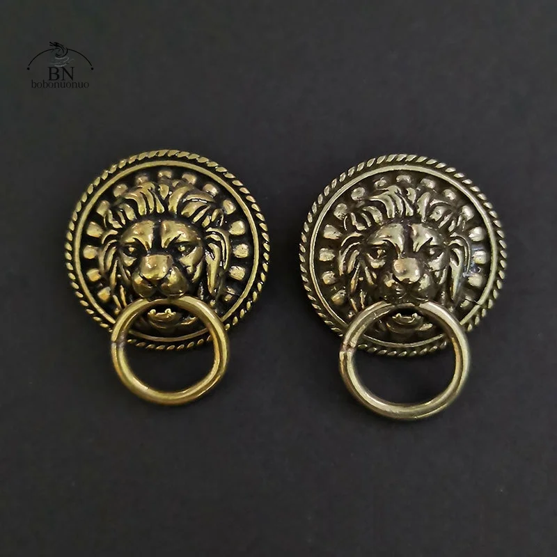 Vintage Copper lion Head Buckle Brass Screwback Rivet Clothes Button Punk Trendy DIY Accessories for Leather Jacket Belt Wallet