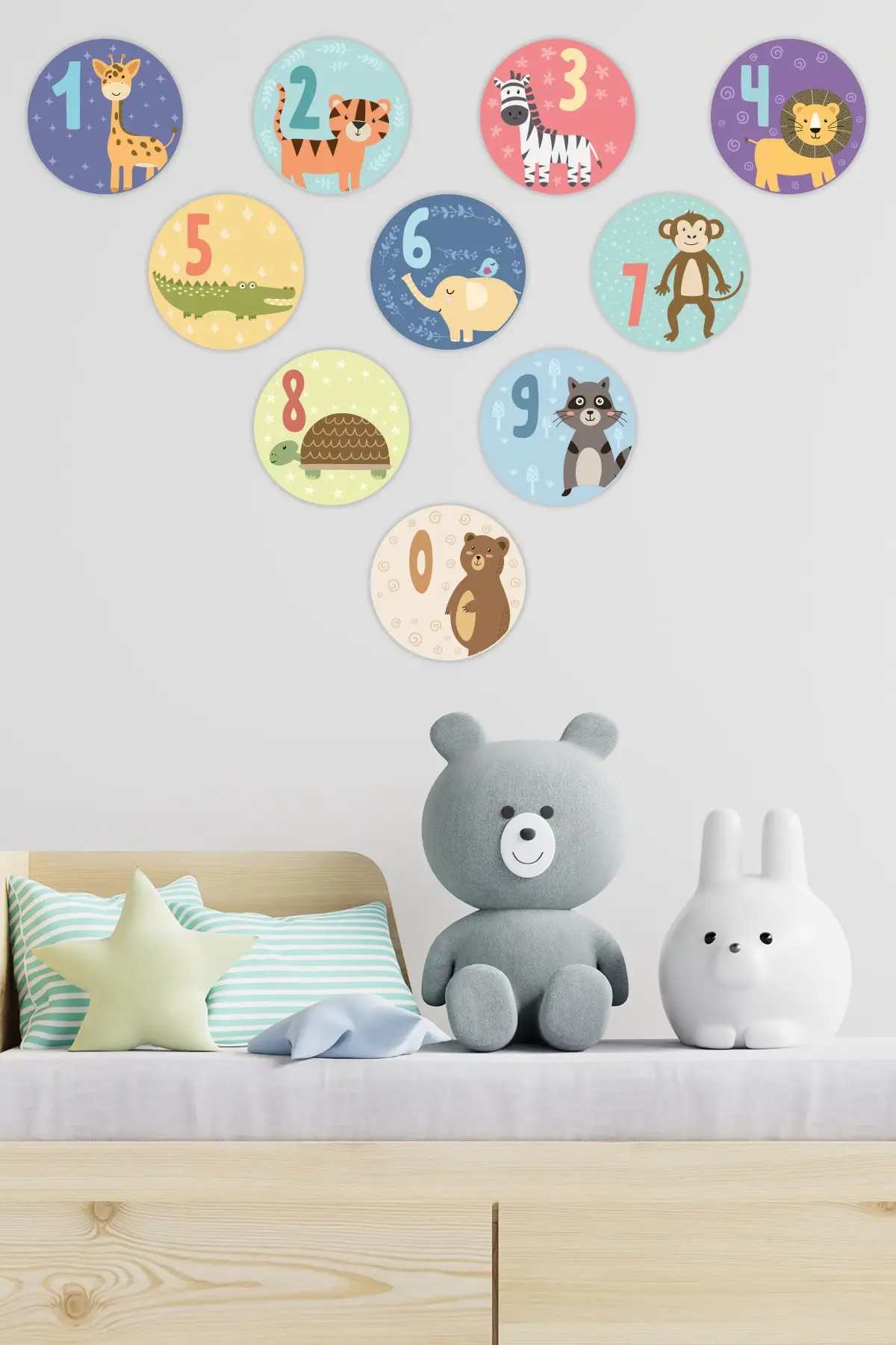 Cute Animals Numbers Kids Room Wall Sticker