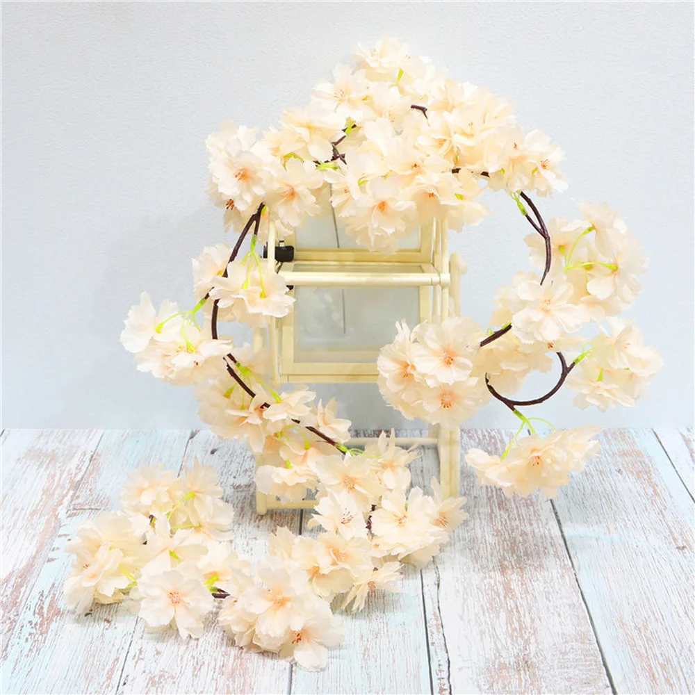 

2pcs/lot Simulation Cherry Blossom Ratten Wedding Home Festival Decoration Encrypted Persian Hanging Ornament Flower Vine