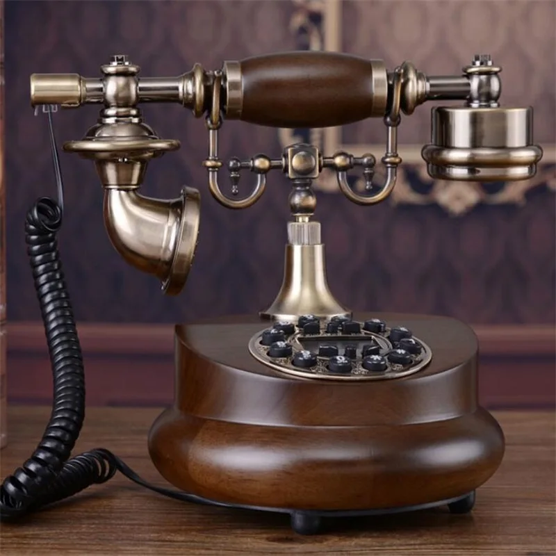 Top Antique Corded Telephone Resin Fixed Digital Retro Phone Button Dial Vintage Decorative Rotary Dial Telephones Landline for