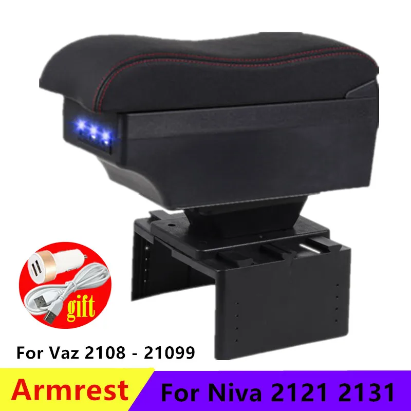 Car Armrest For Niva 2121 Niva 2131 Armrest For Vaz 2108 - 21099 Interior Center Console USB Storage Box Arm Res Accessories