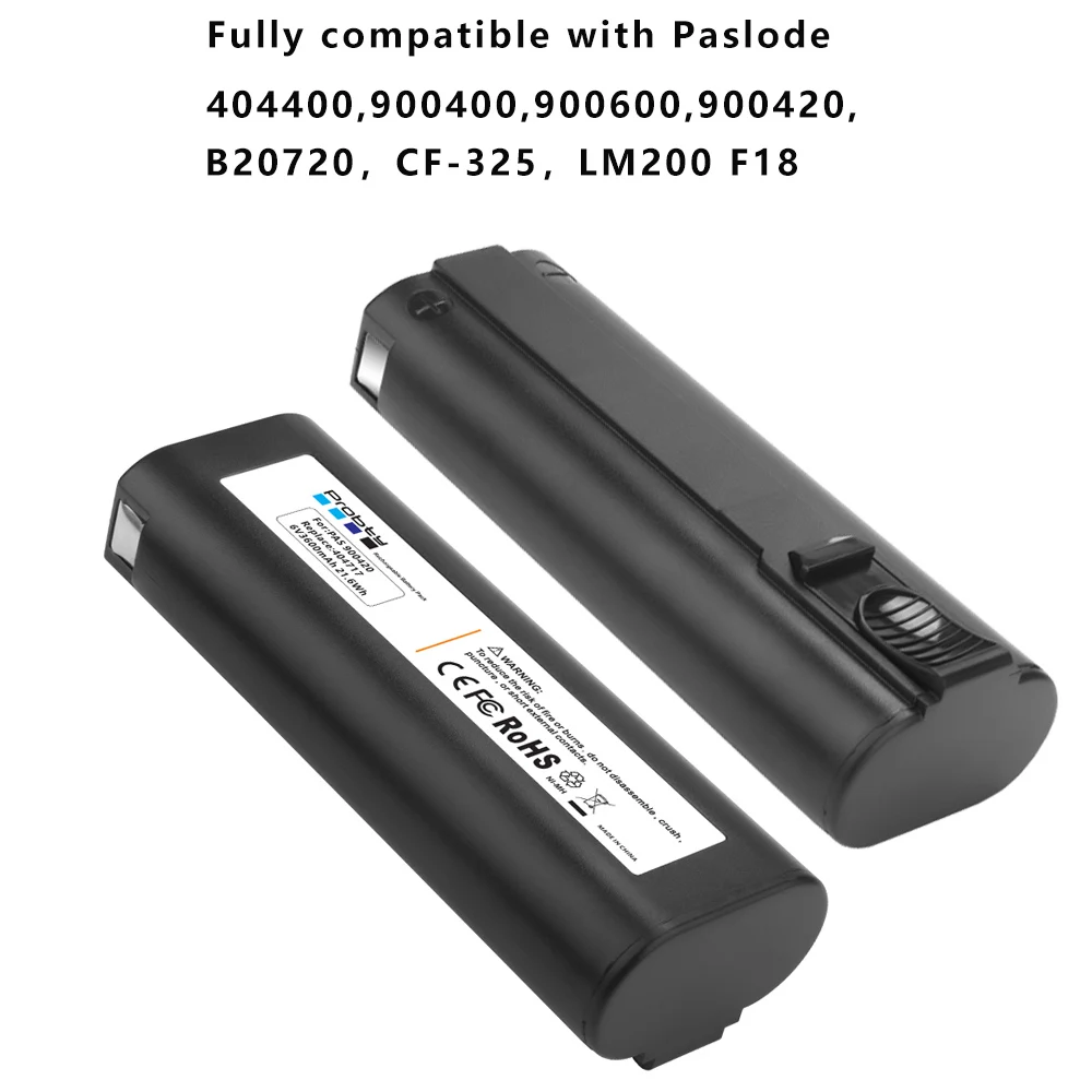 2 Pcs 6V 3600mAh NI-MH Replacement Battery Compatible with Paslode 900400 900420 900600 901000 902000 B20720 IM250 IM200 IM65