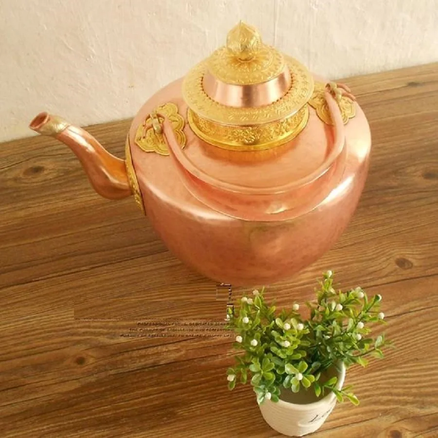 1 PC Pure Copper Water Kettle Teapot Purple Handmade Upscale Gift Handle