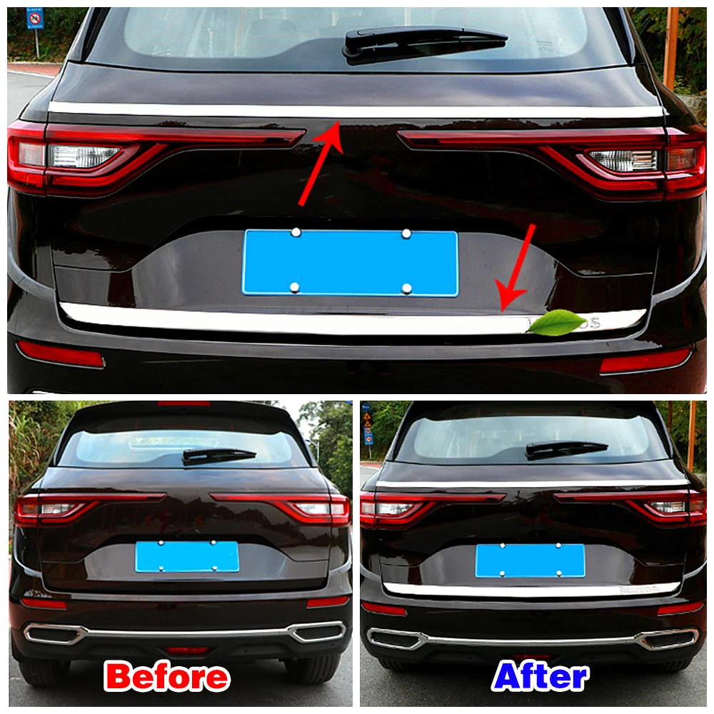 For Renault Koleos 2017-2021 Rear Tail Trunk Door Trim Exterior Mouldings Stainless Steel Tailgate Protection For Samsung QM6