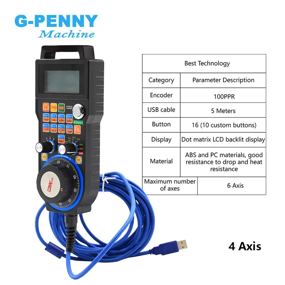 送料無料! 4軸cnc usbリモートハンドルハンドホイールmpg発生器5メートルワイヤーcncルータ彫刻機用