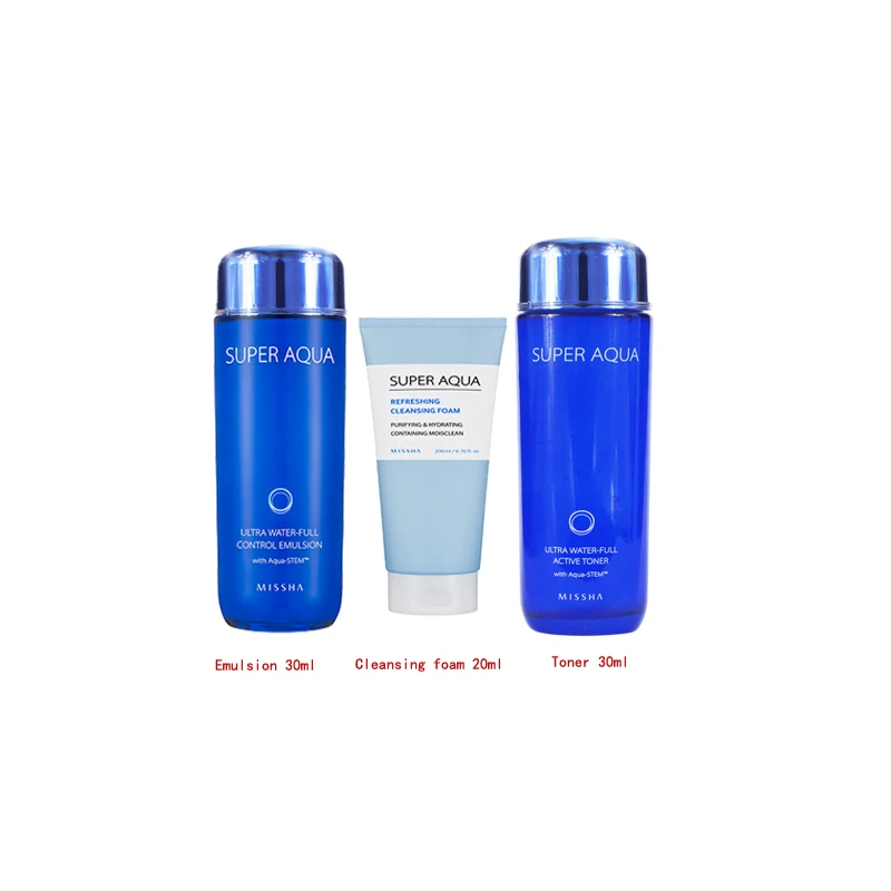 Different Korean MISSHA Super Aqua Ultra Water Full Kit Cleansing Foam Toner 30ml Emulsion Trail Set Skin Care