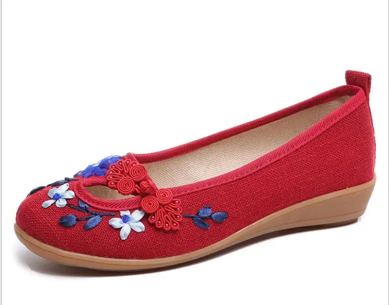 

Women's Flat Shoes Ballet Shoes Breathable Knit Round head Shoes Embroidery vintage Mixed Color Women's Soft Shoes Women Large