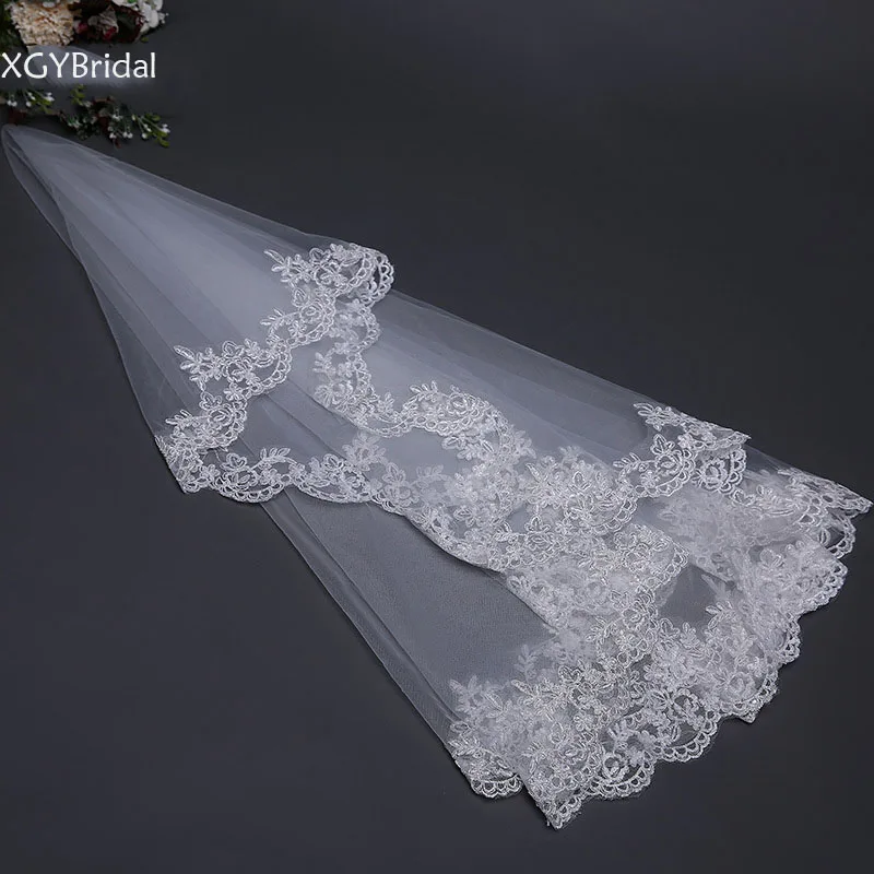 New Arrival Bridal Shoulder Length Veil One Layer 1.5 Meters Long Appliqued Lace Polyester  Headwear Wedding Accessories