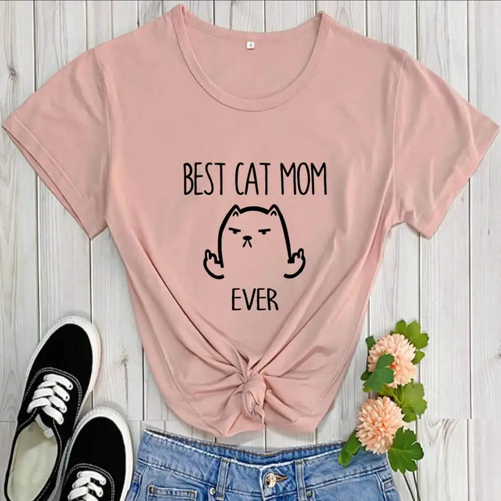 

Best Cat Mom Ever Graphic Printed Funny Shirt New Arrival Casual 100%Cotton Funny T Shirt Cute Cat Mom Shirt Cat Lover Gift Tees