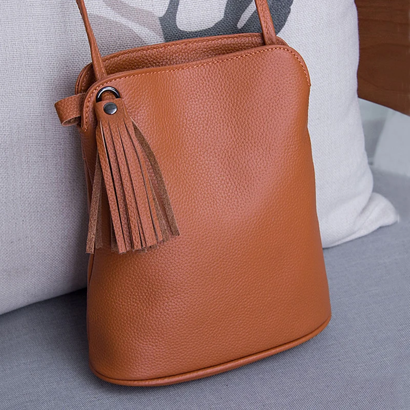 Genuine Leather Tassel Crossbody Bags Women Luxury Purse Ladies Small Shoulder Bag Fashion Money Wallets Female Messenger Bag