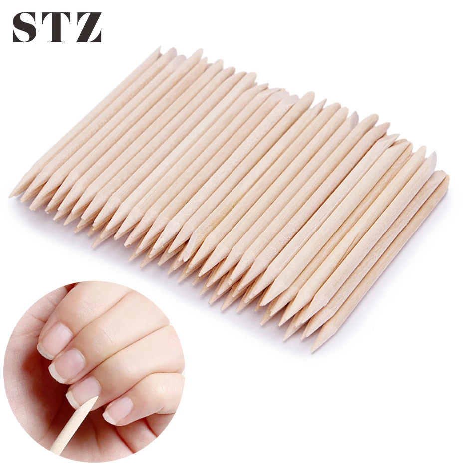 Stz Nail Oranje Stokken Houten Cuticle Pusher Nagellak Remover Puntjes Tekening Gereedschap Manicure Pedicure Care Accessoires #709