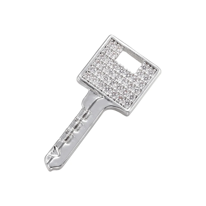 ZHUKOU key pendant cubic zirconia creative key charms for women  handmade necklace earrings accessories supplies wholesale VD974