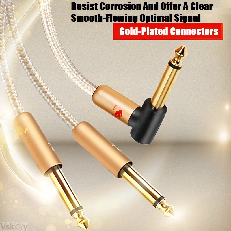 1/4 Inch TS Mono 6.35mm to 2 x 1/4'' Male 6.35 Jack Audio Cable for Mixer Console Synths Studio Guitar Amplifier Shielded Cords