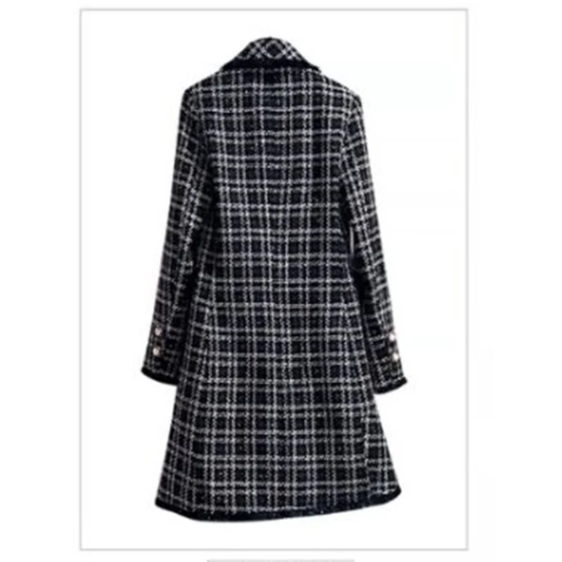 Cardigan di alta gamma cappotti di lana donna autunno 2021 nuova giacca a quadri cappotto nero invernale irregolare capispalla in lana Vintage donna