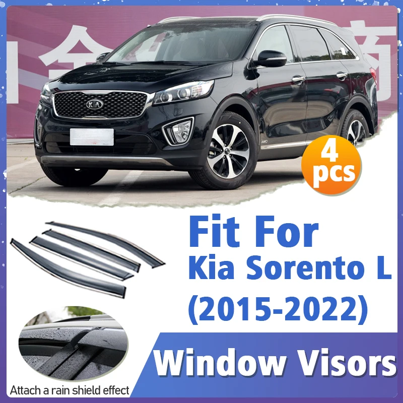 

Window Visor Guard for Kia Sorento L 2015-2022 Vent Cover Trim Awnings Shelters Protection Sun Rain Deflector Accessories