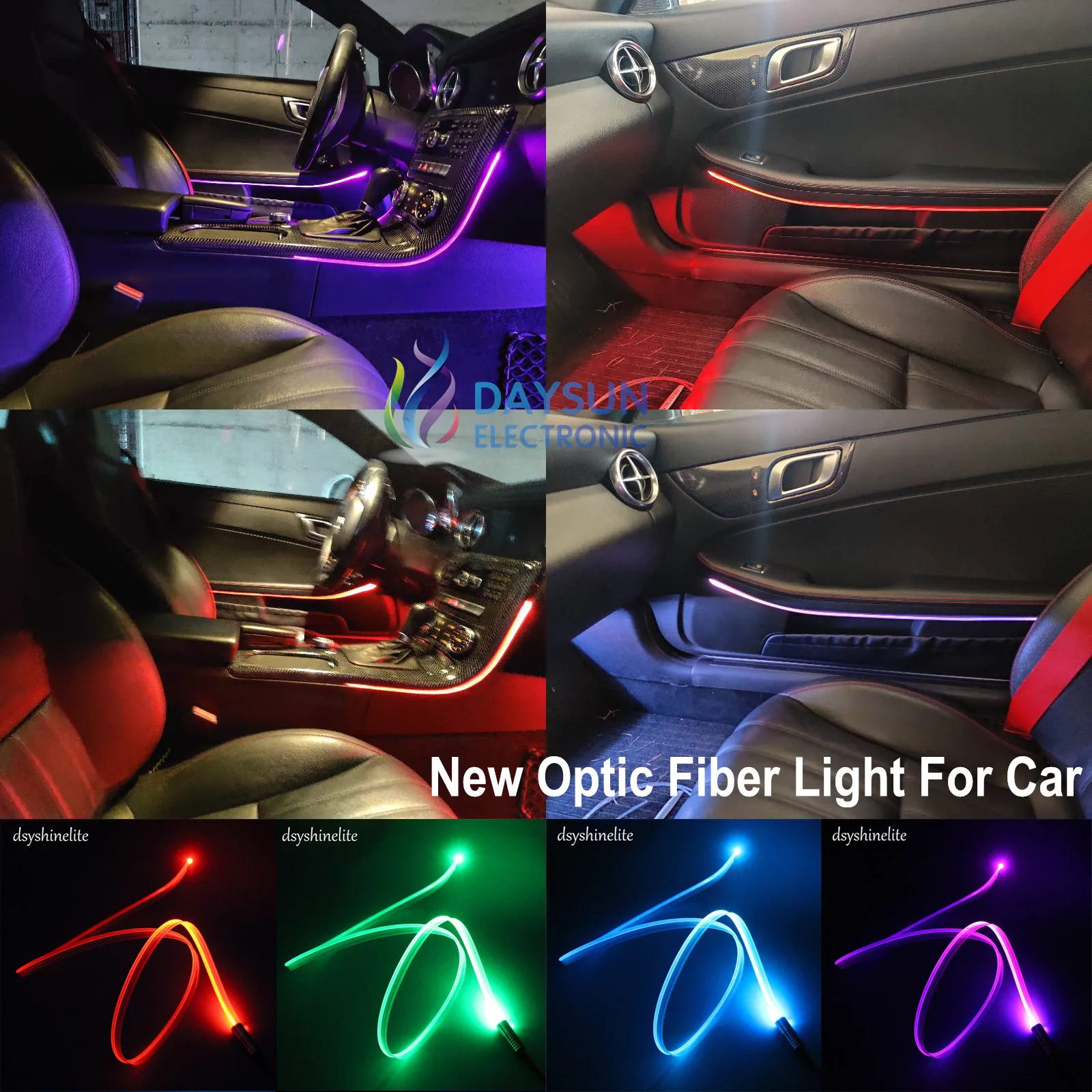 

Free Shipping New Optic Fiber Light for Car 10 Colors Uniform Lighting Effect Non-dazzle Atmoshpere Light DIY Lamp for Car Doors