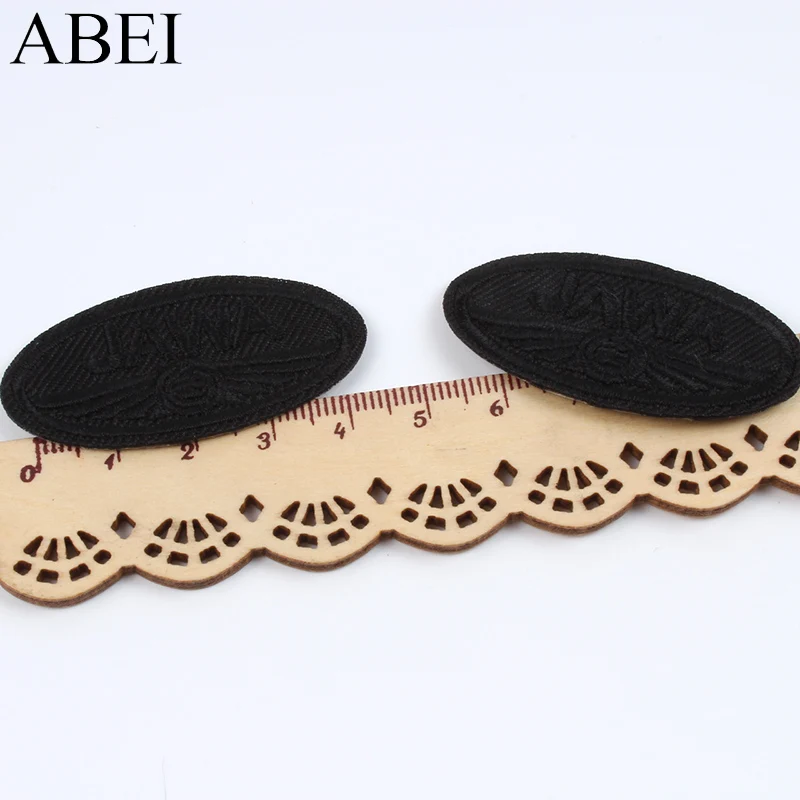 10pcs Iron On Oval Black Patch Embroidery Clothing Stickers DIY Jeans Pants Coats Sewing Fabric Appliques Garments Badge