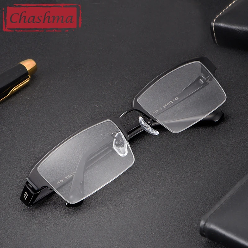 

Brand Design Men Prescription Glasses Top Quality Frame Pure Titanium Eyeglasses IP Plating Light Weight for Recipe Lenses