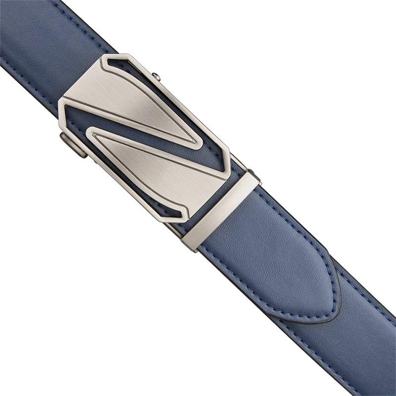 Ceinture de golf à cliquet en cuir gris sans environnement pour hommes, haute qualité, ceinture de construction marketautomatique, nouveauté