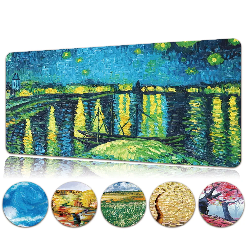 

Waterproof Game Desk Mousepad Painting Pattern Large Computer Mousepad High Quality Leather Gaming Mouse Pad Keyboard Desk Mat