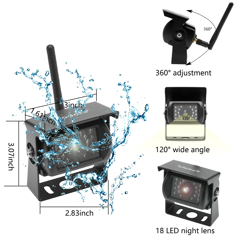 Camecho-Moniteur de voiture sans fil avec caméra de recul, écran LCD TFT 7 \