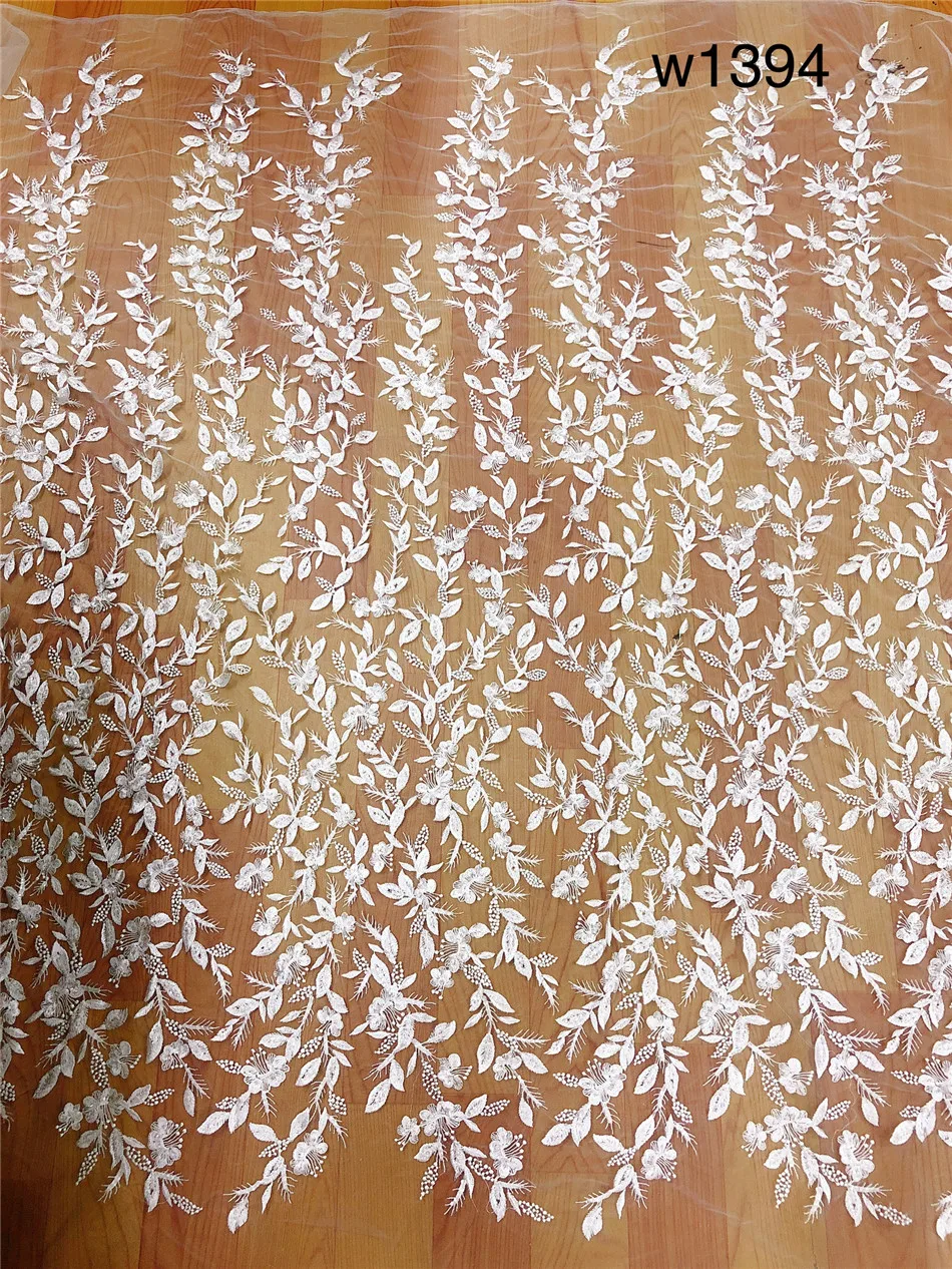 

Luxury beaded lace fabric with sequins bridal french tulle lace fabric heavy beaded lace fabric 10 yards/Lot