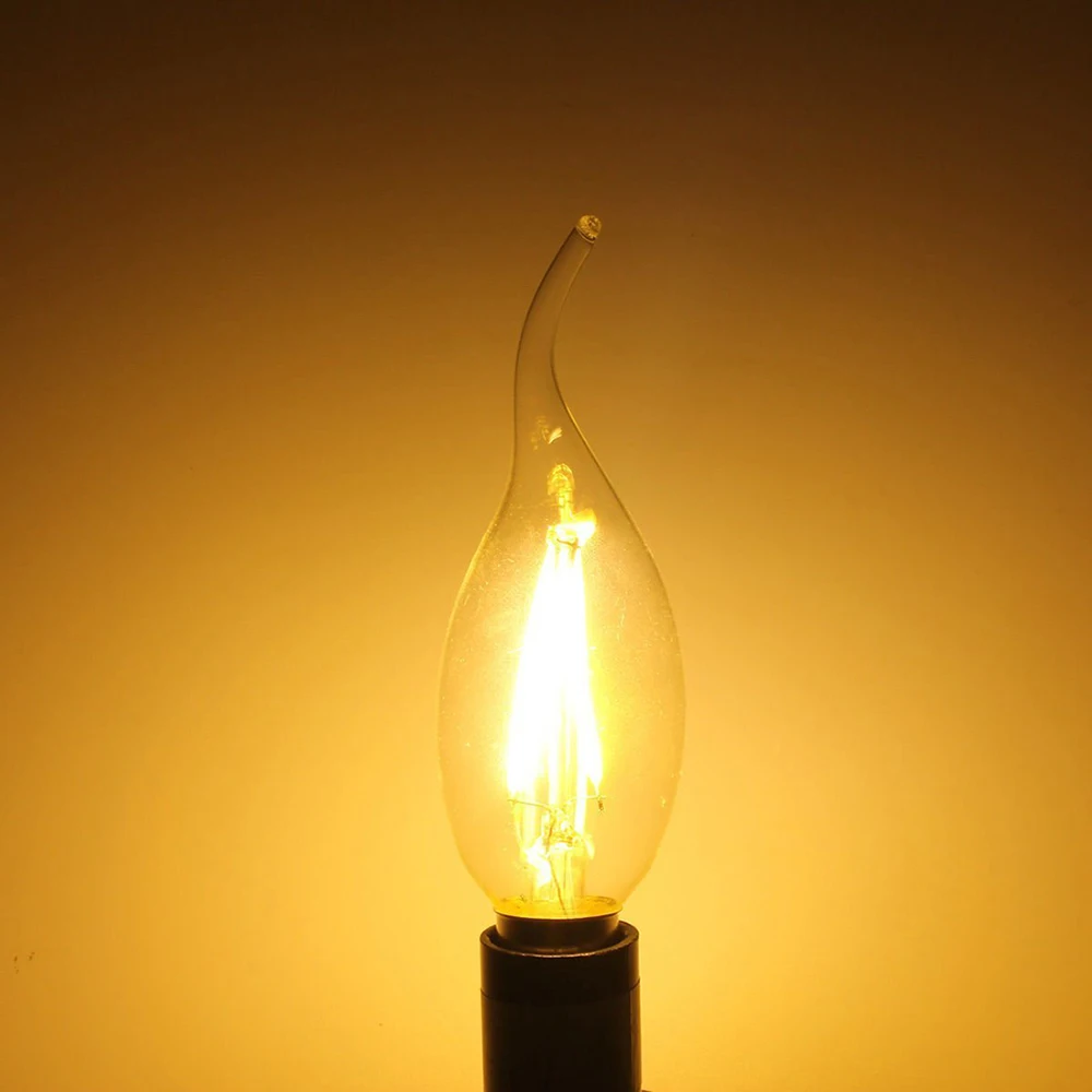 10pcs LED Bulb E14 4W/6W Dimmable Edison Retro Filament Candle Light AC220V C35 Warm/Cold White 360 Degree Energy Saving Lamp