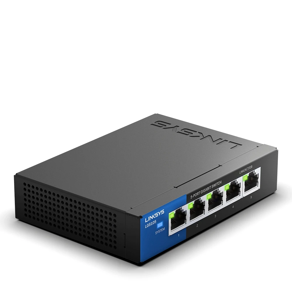 Linksys LGS105 5-Port Business Desktop Gigabit Switch Wired Connection Speed 1000 Mbps 5 Gigabit Ethernet Auto-Sensing Ports